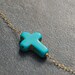 Turquoise Sideways Cross Necklace, Loving You