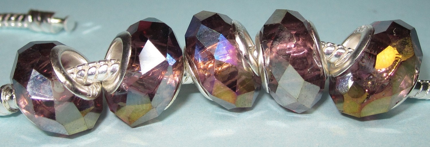 Purple Shimmer Faceted Glass Bead fits European Bracelets - Item A129