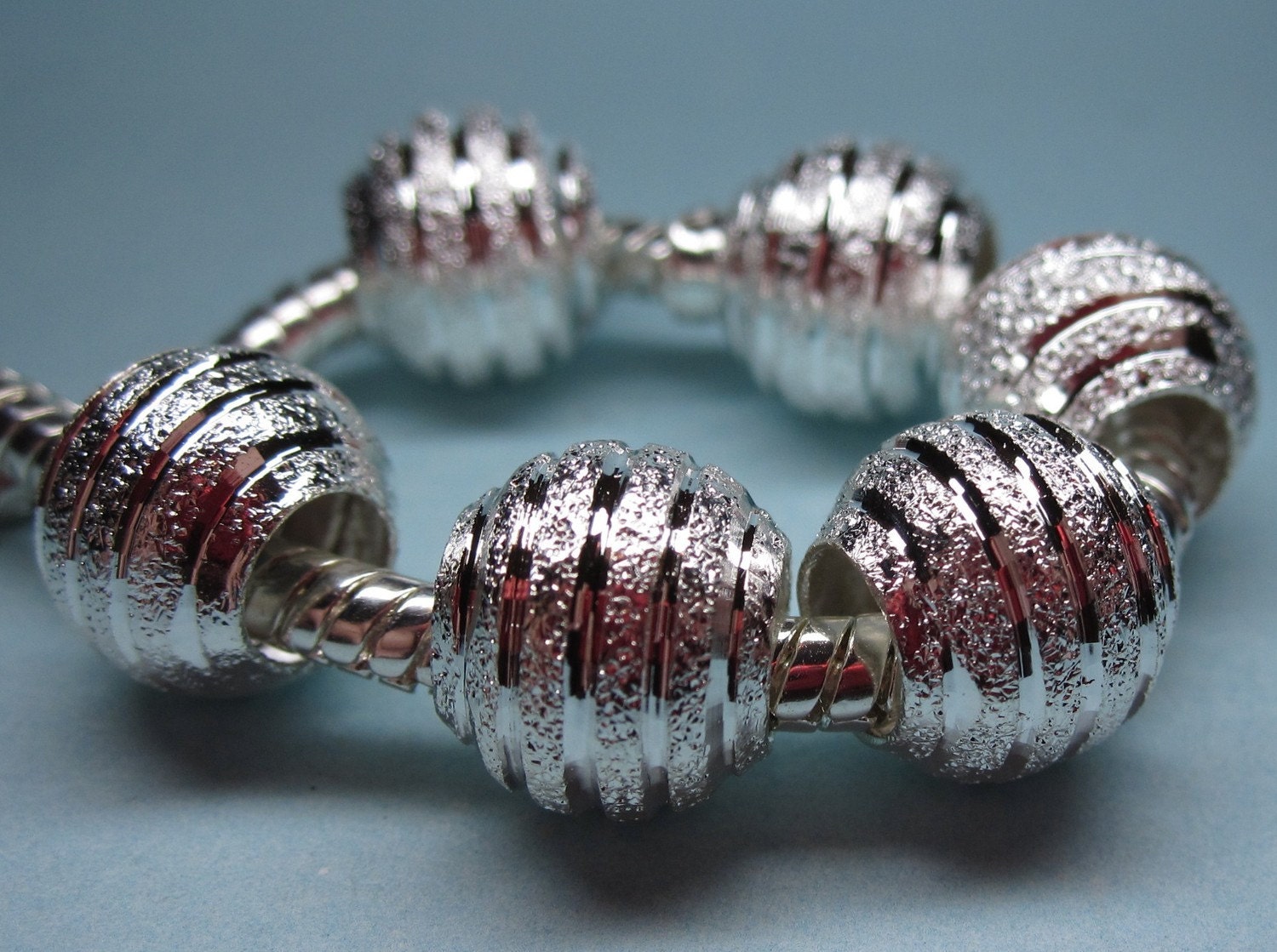 One Silver Stardust Spacer Bead fit European Bracelets