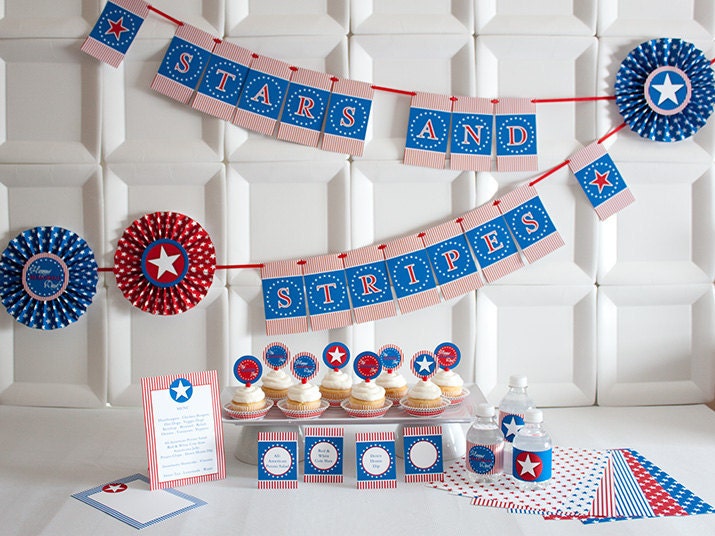 PATRIOTIC FLAIR Collection - Printable Red, White and Blue Party