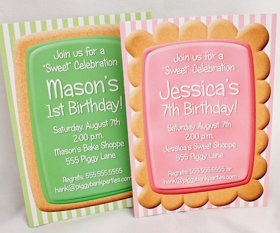 SUGAR COOKIE Striped Invitation - Printable Sweet Shoppe Invitation Il_570xn