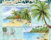 Tropical Breeze Digital Clip Art Kit, AJROB-064-dc Palm Trees Bamboo Hibiscus Frames swirls rattan palms island summer beach download tiki