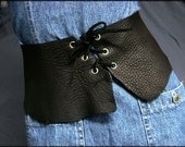 Black textured leather corset hip belt, size SM Renaissance Style