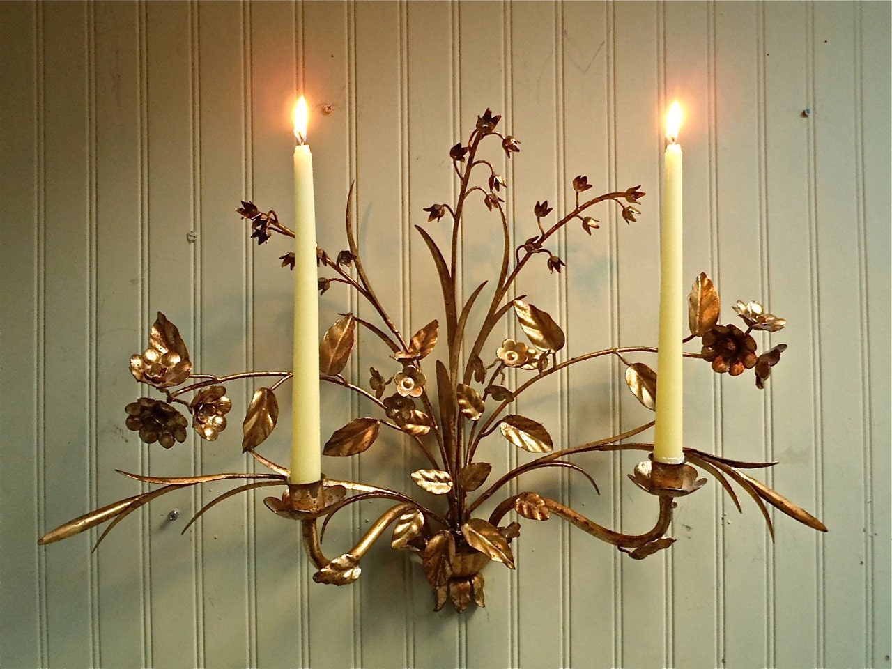 Gorgeous Italian Gilt Tole Candle Sconce