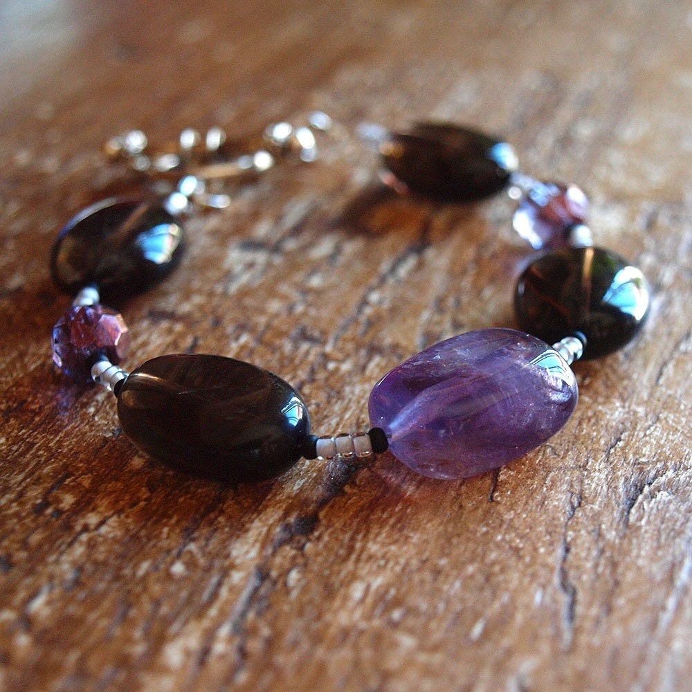 Amethyst Nugget and Topaz Quartz Bracelet