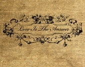 INSTANT DOWNLOAD Love Is The Answer in a Vintage Frame - Download and Print - Image Transfer - Digital Sheet by Room29 - Sheet no. 645