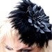 Black flower hair clip/fascinator leather/feather dahlia Gothic wedding hair accessory Victorian steampunk mini hat 3 year anniversary gift