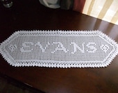 New Crocheted Name Doilly.personalized doily, personalized gift, gift for women, personalized crochet, gift for family,