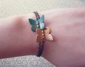 Butterfly Charm Bracelet Gold Butterfly Bracelet Verdigris Butterfly Bracelet Woodland Wedding Bridesmaid Bracelets Cute Adorable Whimsical
