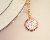 Mod Summer Green Floral Charm Necklace Pink Floral Charm Necklace Yellow Floral Charm Necklace Colorful Flower Charm Necklace Cute Adorable