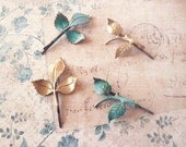 Leaf Hair Accessories Leaf Branch Bobby Pins Gold Green Rustic Woodland Wedding Hair Accessories Nature Inspired Woodland Bridesmaids Gifts