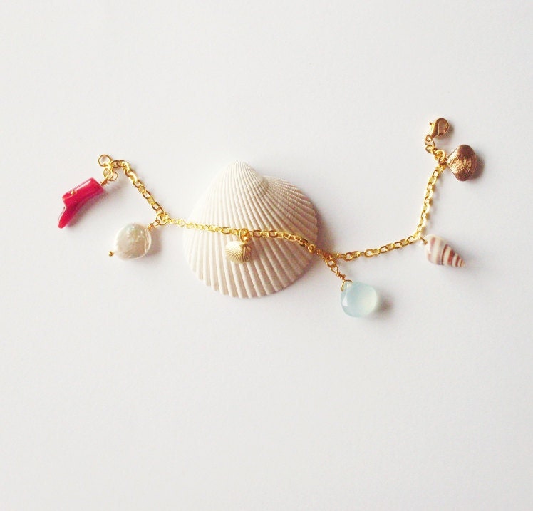 The Mermaid Bracelet Beach Charm Bracelet Beach Bracelet Beach Wedding Bracelet Nautical Charm Bracelet Beach Bridal Bracelet Cute Adorable