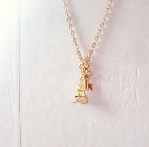 Paris Charm Necklace - Eiffel Tower Necklace - Paris Accessories - French Accessories Cute Adorable Elegant Romantic Whimsical Dreamy