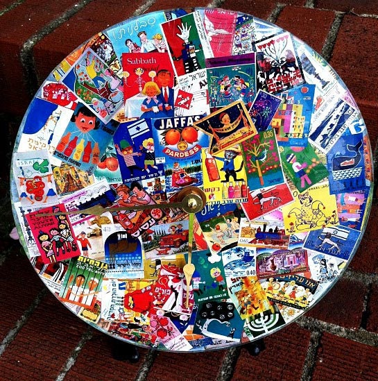 Israel Children Stamps Glass Clock