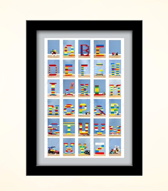 Alphabet Poster, 8x12, Photography Print, Classroom Nursery Fine Art,  26 Letters Animation Educational Tool Beach