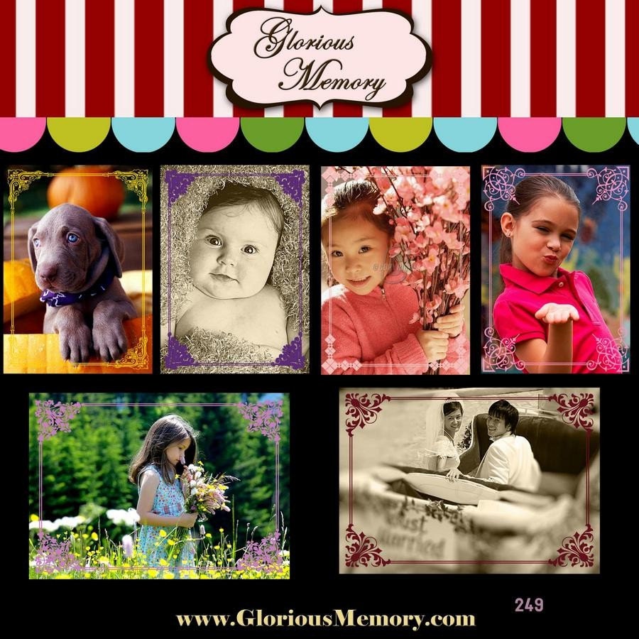 Gorgeous And Classy Frames / Borders For Photo embellishment - Professional Photographer's Licensed Version - 18 png files - 8X10 - 5X7 - 5X5 - No 248 - Beautiful  borders for scrapbooking and photo album templates and storyboards or photo proofing