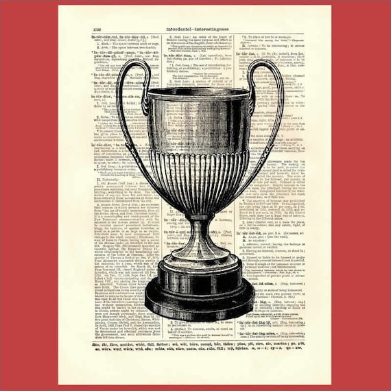 Everyone's A Winner, Babe - large trophy - upcycled 8x10 1898 dictionary page print - BONUS - Buy 3 Prints, Get 1 More For FREE