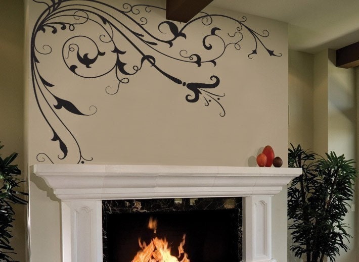 Vinyl Wall Decal Sticker Flower Vines Floral Edge Large 72x55 item 362A