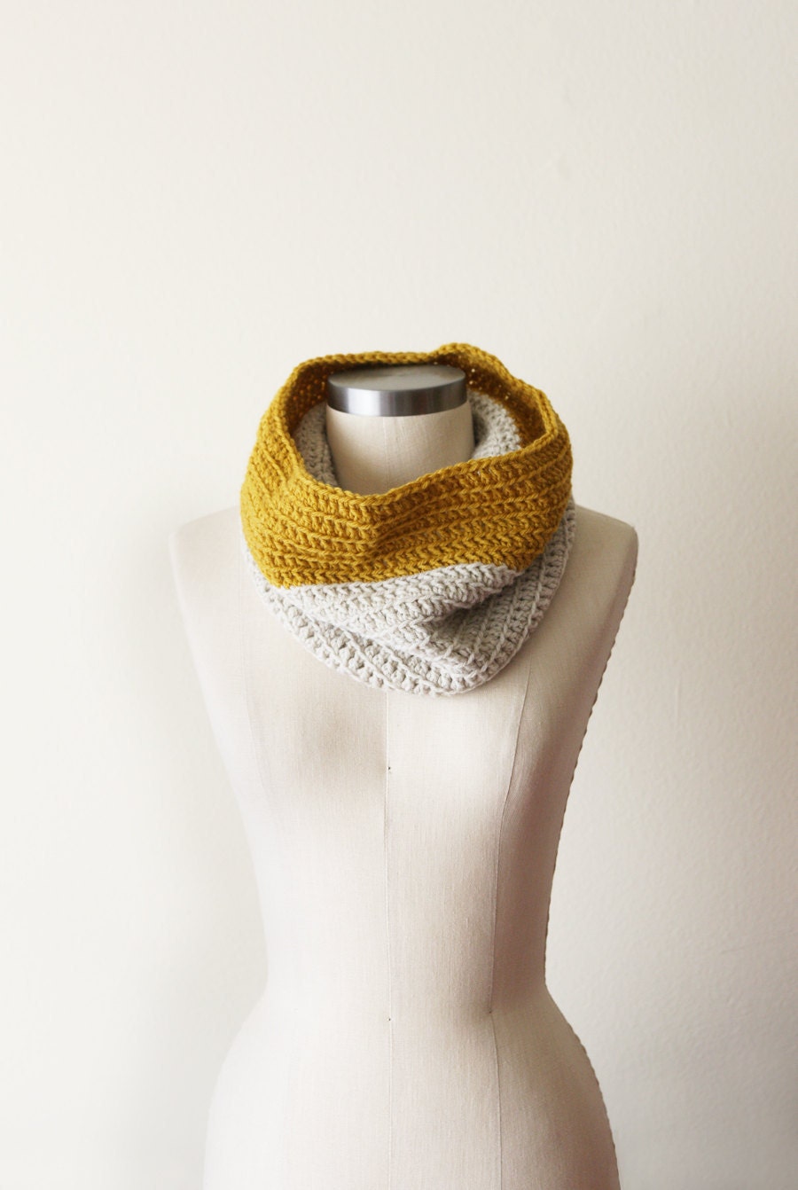 Cozy Cowl in Heather and Honey Mustard