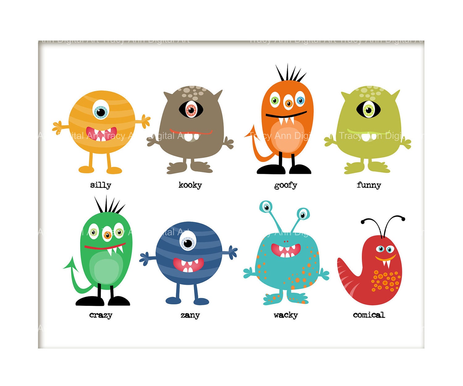 Nursery Art  Monster Mash Printable 8 x 10  Art SALE