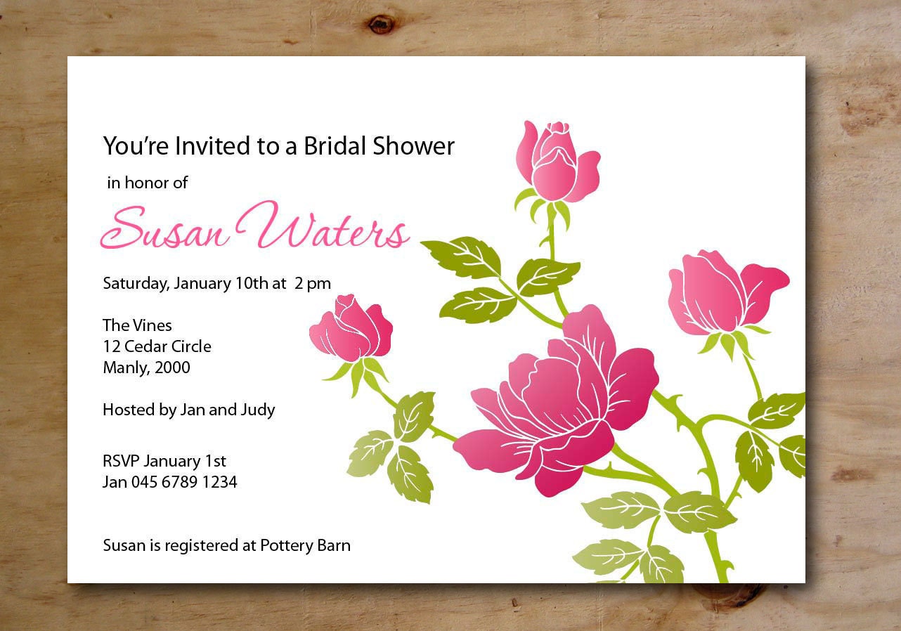 Pink Rose  Baby Shower Birthday Invitation Engagement Save the Date
