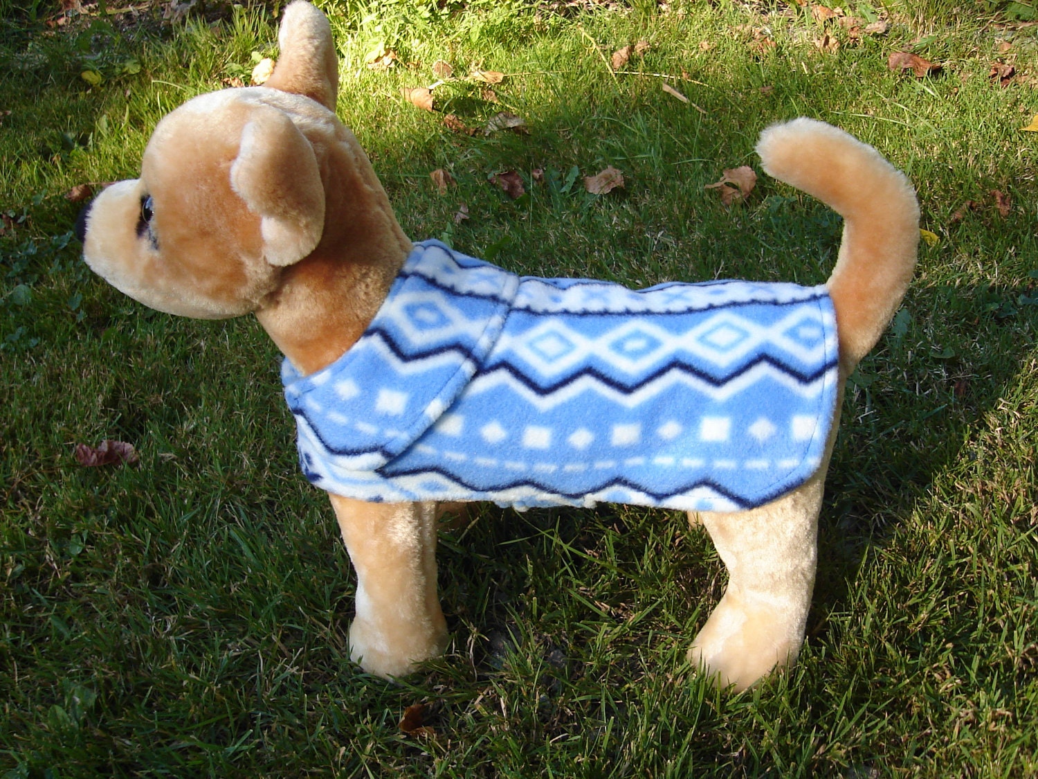 Dog Coat - Nordic Snowflake Fleece Dog Coat- Size XX Small- 8 to 10 Inch Back Length - Or Custom Size
