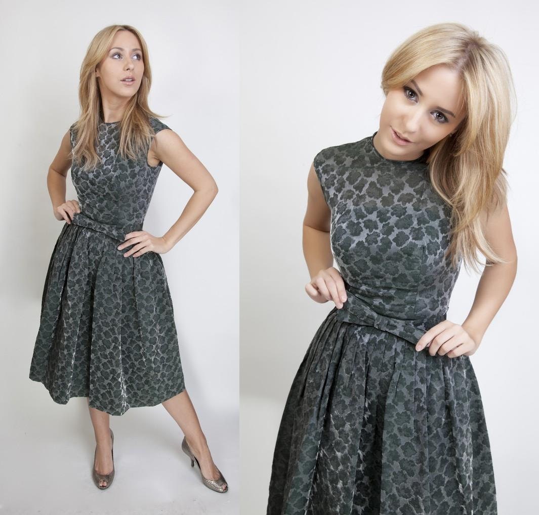 RESERVED - 1950s Cocktail Dress / Animal Print Clothing / Animal Print / Holiday Fashion / Pewter / Slate / Mad Men / 0033