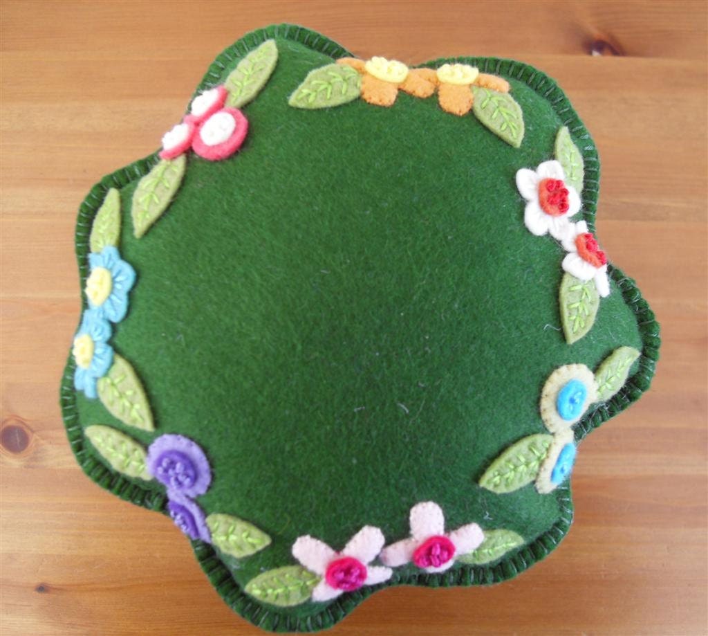 Large Floral Felt Pincushion