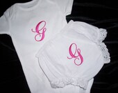 Personalized Monogrammed Baby Onesie and Bloomer diaper cover set gift