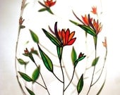 Painted Wine Glasses, Birds of Paradise, Tropical Wedding, Set of 2