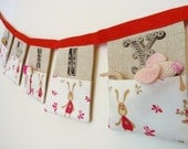 Bunny pocket bunting organiser 5 linen flags with cute bunny fabric pockets Can be personalised Super sweet new baby gift READY TO SHIP Il_170x135