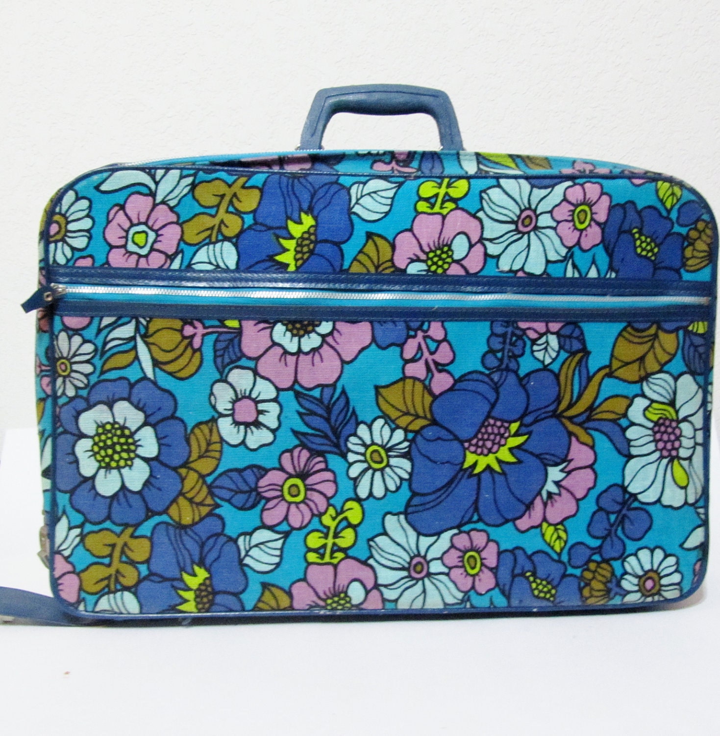 1960s MOD Luggage - Colorful Floral Print on a Vintage Bantam Suitcase