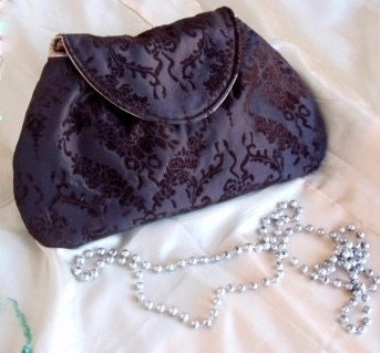 Chocolate Brown Taffeta Evening Clutch- New Lower Shipping Rate