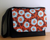Ginseng  Bloom and Black Twill Messenger Bag