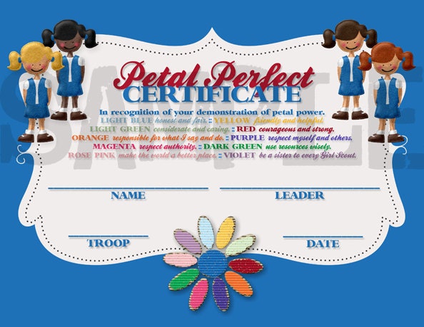 Girl Scouts Daisy Petal Perfect Certificate