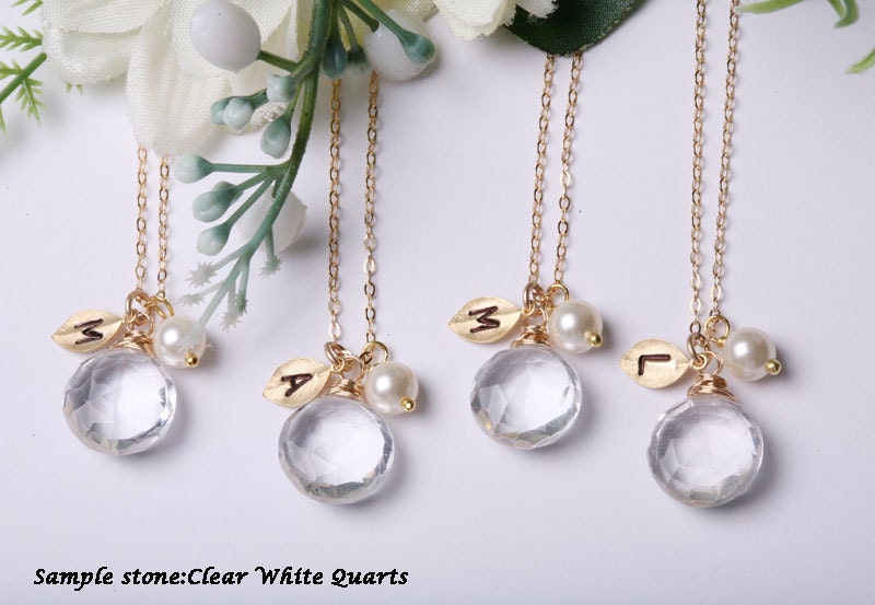 Set of 4,Bridesmaid Gifts,Custom birthstone and initial,Leaf initial,Leaf necklace,Bridesmaid necklace,Gold leaf