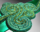 Green maze embroidered sash