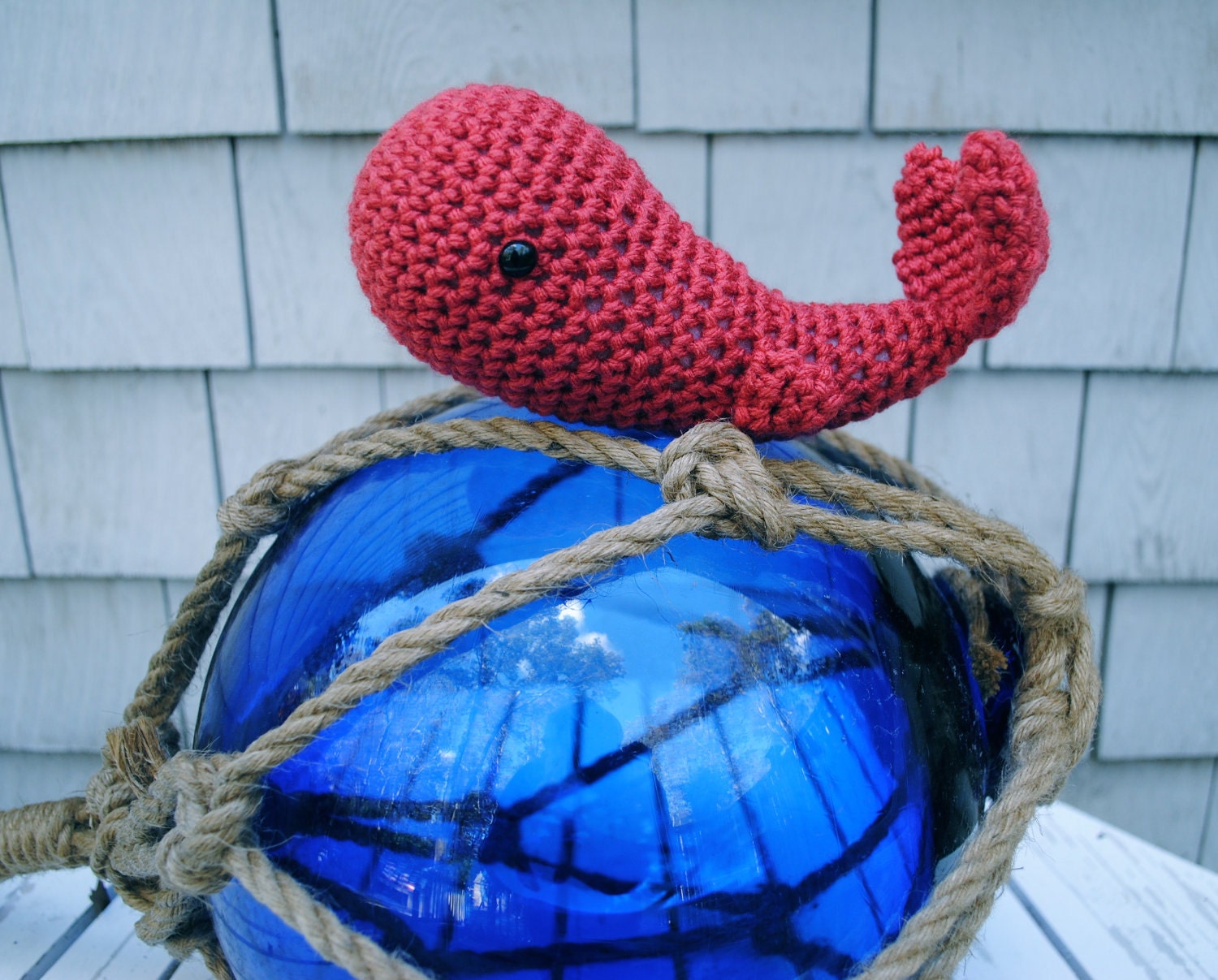Woolie Whale Hand Crocheted Plush -  Nantucket Red - Mini