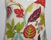 BOTH SIDES - Decorative Pillow Cover - 20x20 - Red - Green - Plum - Blue - Lilac - Magenta - Floral - Leaf
