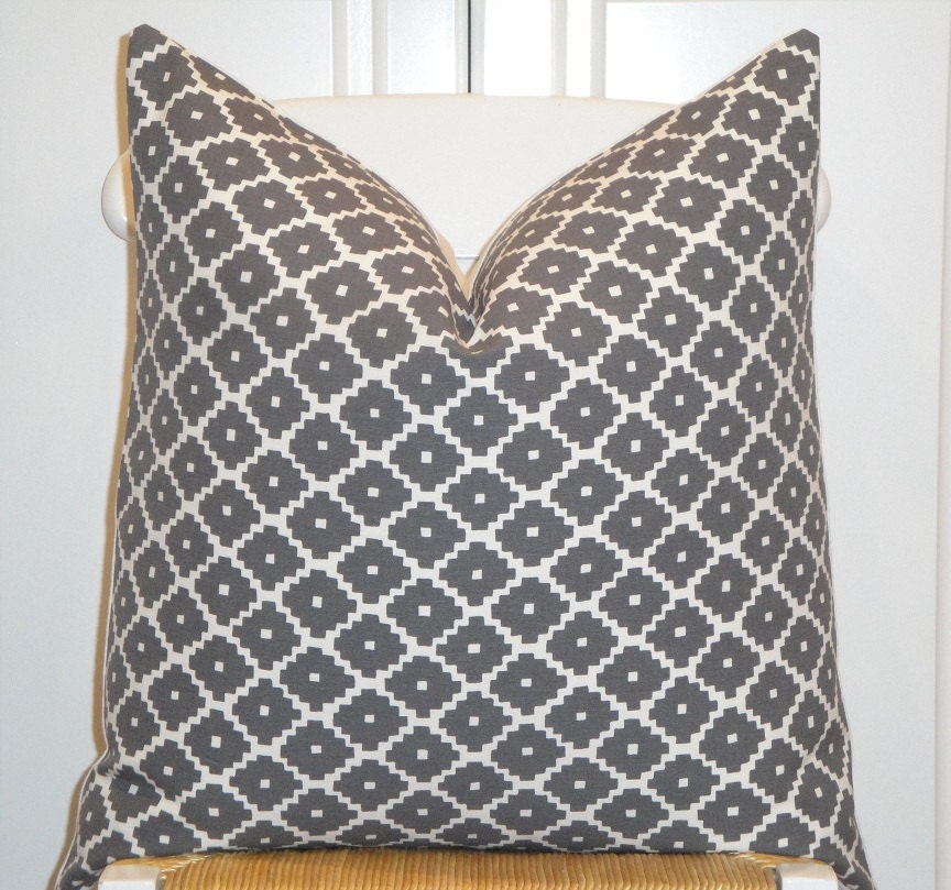 Schumacher - Ziggurat in Charcoal - 20 x 20 or 18 x 18  - Decorative Pillow Cover -  Accent Pillow - Throw Pillow - Geometric