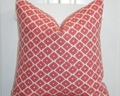 Schumacher - Ziggurat in Ruby  - 18" x 18" - Decorative Pillow Cover -  Accent Pillow - Throw Pillow - Geometric - Lattice