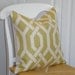 Decorative Pillow Cover - 18x18 - Gatework Pattern - Throw Pillow - Accent Pillow - Chartreuse and Ivory