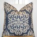 Decorative Pillow Cover - 22 x 22 - IKAT - Throw Pillow - Accent Pillow - Blue - Natural - Lapis