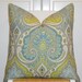 KRAVET - Decorative Pillow Cover - 20 x 20 - Throw Pillow - Accent Pillow - Aqua - Lime Green - Light Blue - Paisley - Ikat