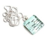 Custom City Glass Necklace - Vintage Maps and Atlases, Silver Aanraku Bail, Personalized