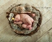 Crochet Pattern Set: Hat and Nest Blanket (2 patterns) Sleepy Owl Newborn Prop Set - BRAND NEW PATTERN