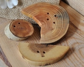 Big Wood Buttons - Birch, Oak and Pine Unique wooden buttons ...  set of 3