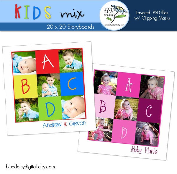 20x20 ABCD Kid Storyboards - Photographer Template