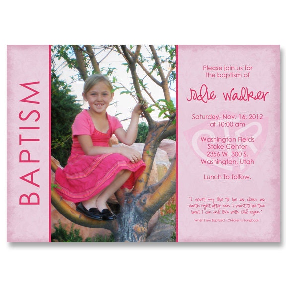 5x7 LDS Baptism Photo Invitation - Custom Digital Photo Card