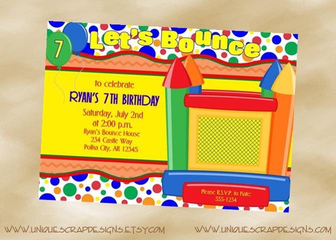 Let's Bounce Birthday Party Invitation Style DI2130 DIGITAL FILE - Printable